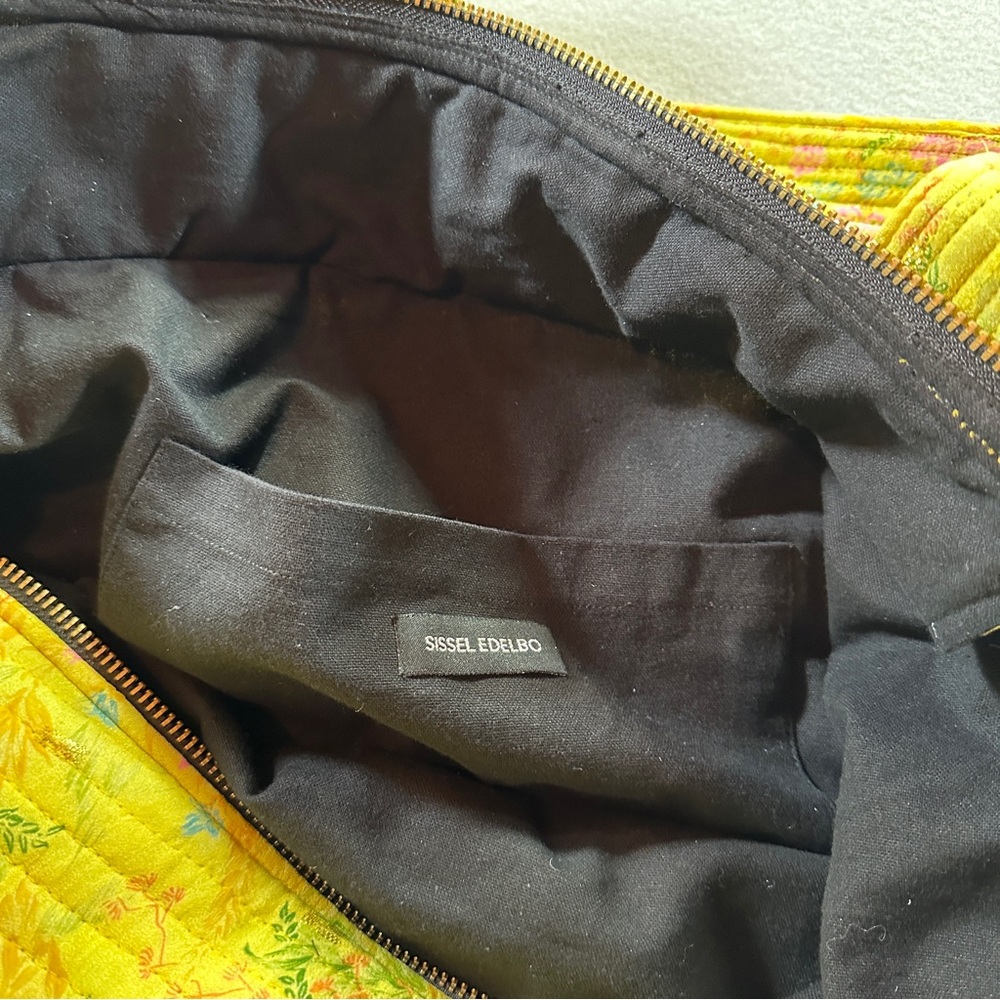 Anthropologie Sissel Edelbo Yellow Quilted Floral Tote - Picture 8 of 16